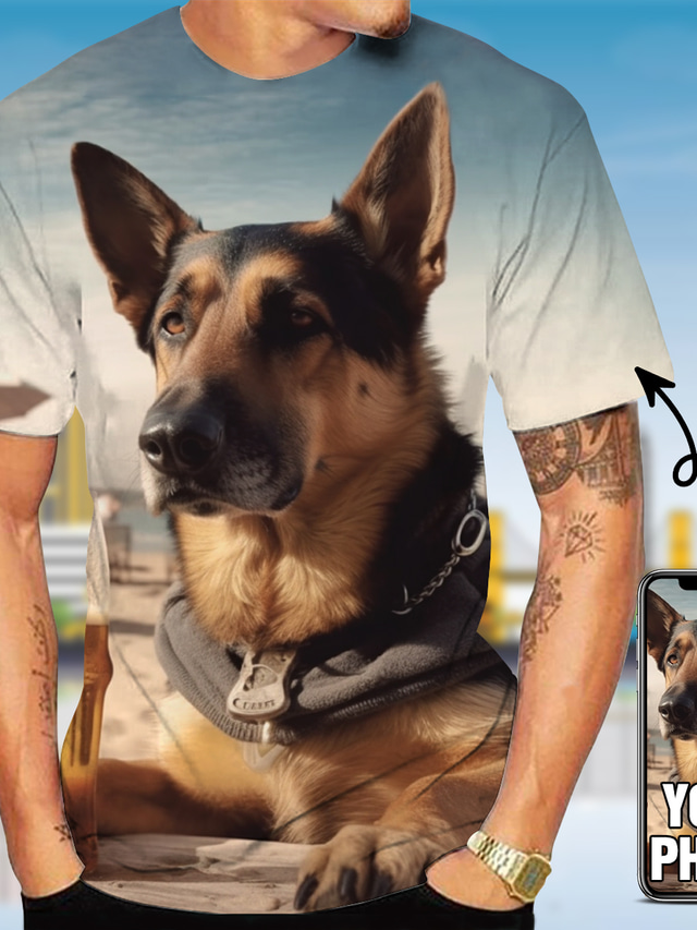  tilpasset kjæledyr t-skjorte for menn design din egen legg til din hund katt skreddersydd personlig over hele print t-skjorte tilpassede gaver