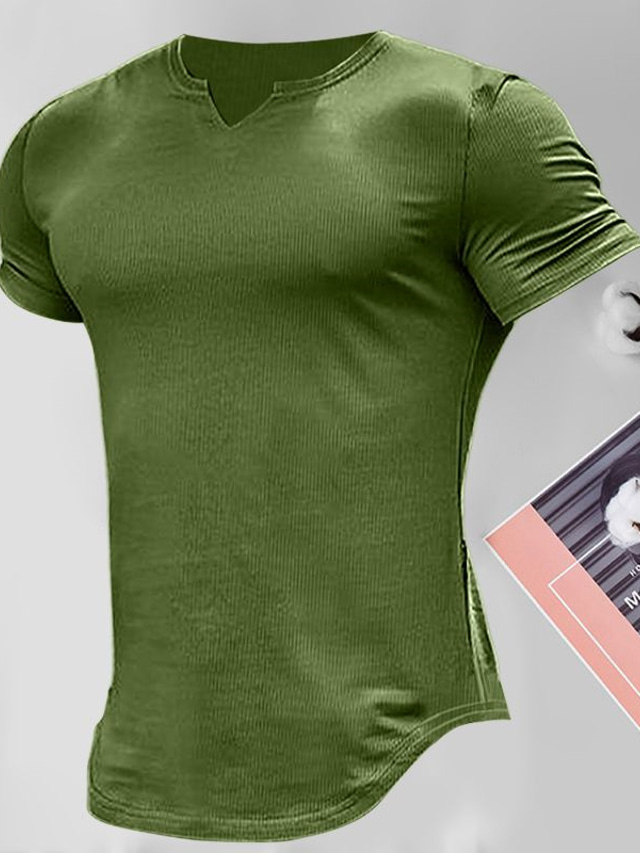  Hombre Camiseta Camiseta superior Plano Escote en Pico Calle Vacaciones Mangas cortas Ropa Moda Design Básico