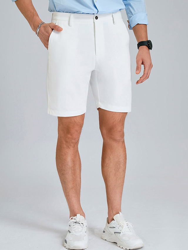  Per uomo Pantaloncini Pantaloncini chino Bermuda Tasche Geometria Comfort Traspirante Esterno Giornaliero Per uscire Misto cotone Informale Bianco