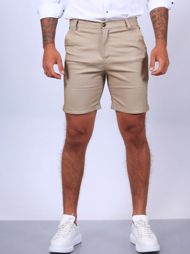  Men's Shorts Chino Shorts Bermuda shorts Pocket Geometry Comfort Breathable Business Daily Cotton Blend Fashion Casual Khaki Dark Blue