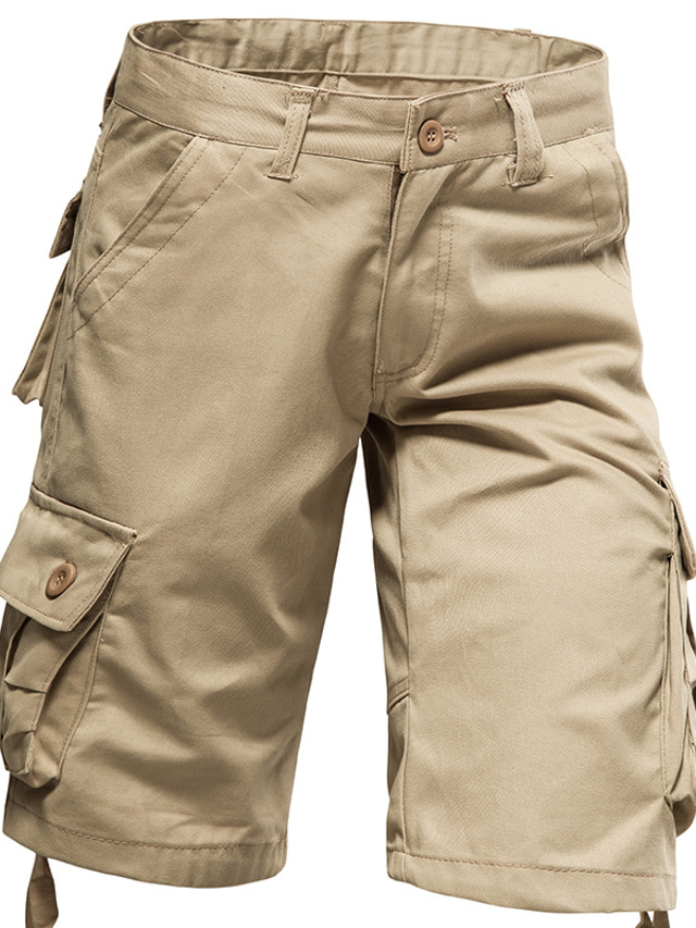  Men's Cargo Shorts Shorts Bermuda shorts Pocket Plain Comfort Breathable Outdoor Daily Going out Casual Big and Tall Dark Brown Black