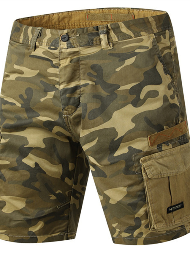  Men's Cargo Shorts Hiking Shorts Multi Pocket Camouflage Comfort Wearable Knee Length Casual Daily Holiday Cotton Blend Sports Fashion Yellow Army Green