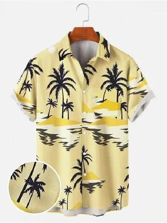 Chemise Hawaïenne Homme - Imprimé Floral Tropical, Manches Courtes - Tissu Léger Polyester/spandex - Pour L'été Et La Plage
