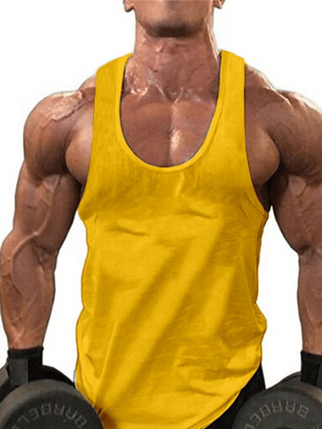  Men's Tank Top Vest Top Undershirt Sleeveless Shirt Solid Colored Round Neck EU / US Size Sports Gym Sleeveless Clothing Apparel Muscle