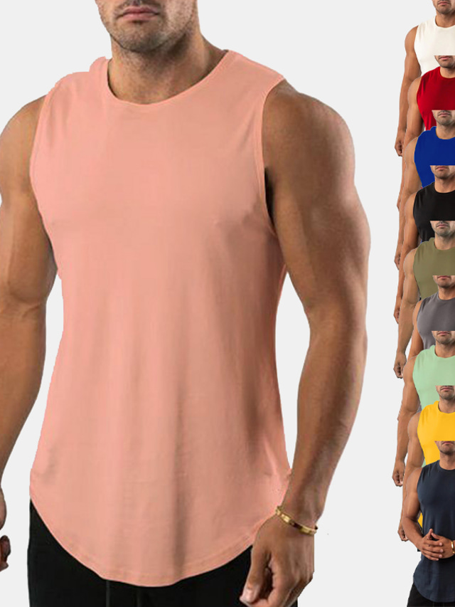  Herren Tank Top Shirt Unterhemden Muskelshirt Glatt Rundhalsausschnitt Outdoor Athlässigkeit Ärmellos Bekleidung Modisch Strassenmode Klassicher Stil