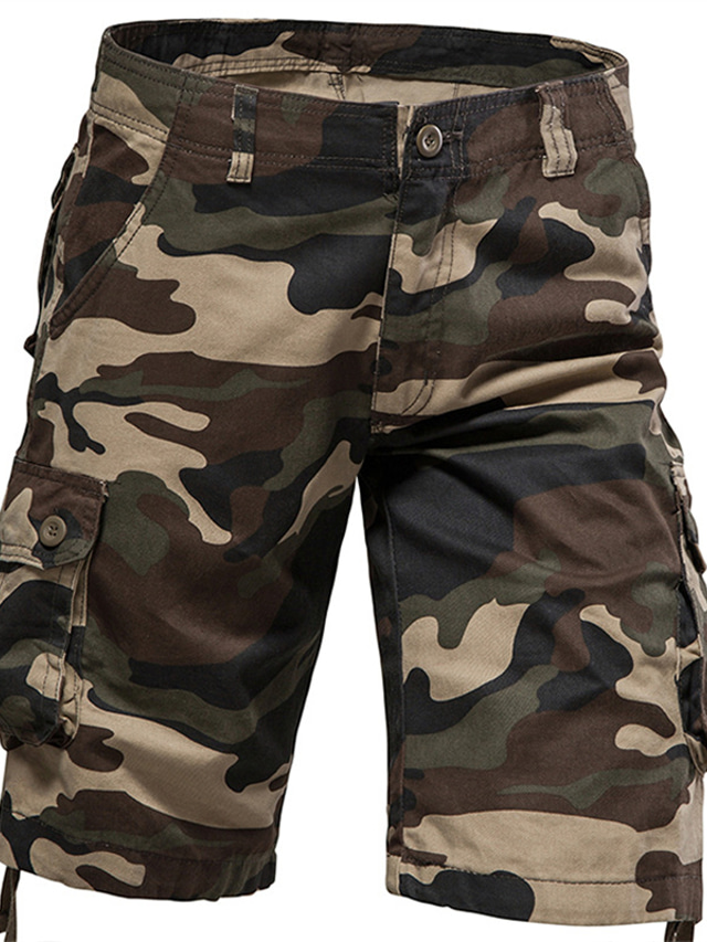 Herre Shorts med lommer Shorts Bermuda shorts Lomme Camouflage Komfort Åndbart udendørs Daglig I-byen-tøj Afslappet Stor og høj Hvid Grøn