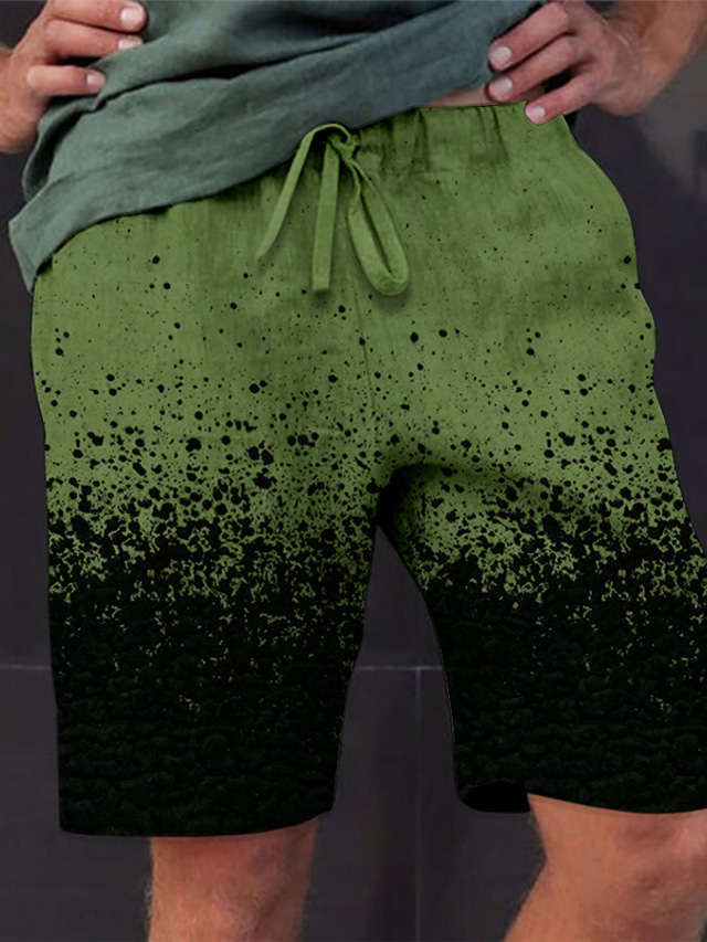  Herr Shorts Sommarshorts Beach Shorts Snörning Elastisk midja 3D-utskrift Grafisk Lutning Andningsfunktion Mjuk Kort Ledigt Dagligen Helgdag Streetwear Hawaiisk Vit Grön Microelastisk