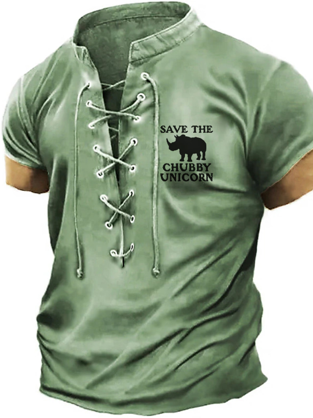  Hombre Camiseta Henley Shirt Graphic Letra Henley Gris blanco Verde Ejército Azul Piscina Marrón Verde Trébol Impresión 3D Calle Casual Manga Corta Retazos Abotonar Ropa Moda Clásico Papá camiseta