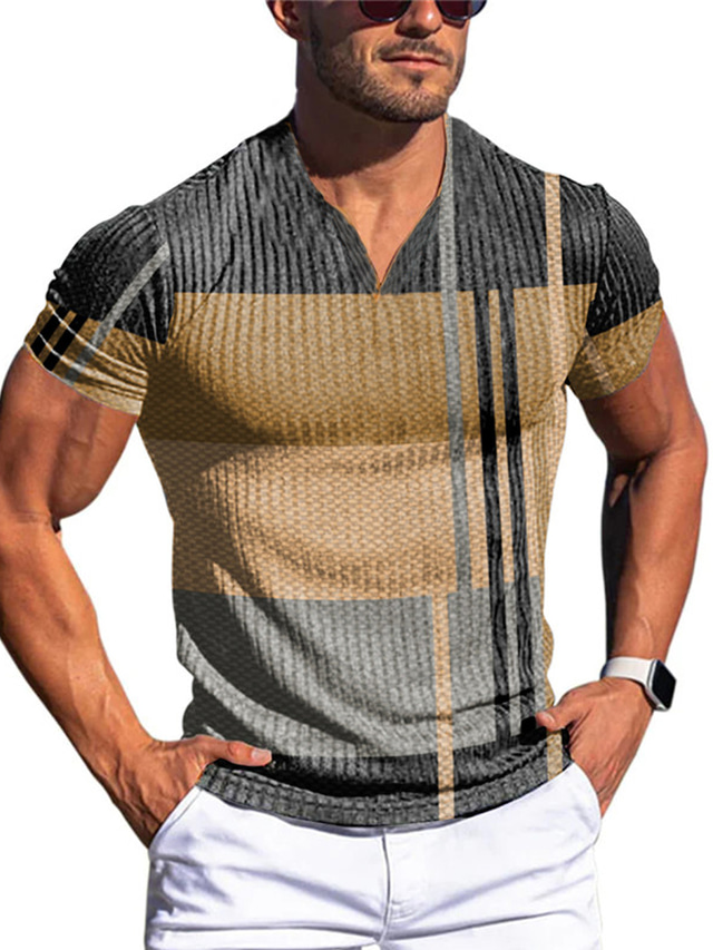 Mittoshop Color Block V-Neck Short Sleeve T-Shirt