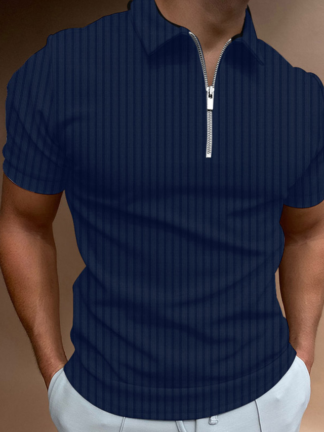  Men's Collar Polo Shirt Golf Shirt Floral Turndown Brown Navy Blue White Black 3D Print Casual Daily Short Sleeve Zipper Print Clothing Apparel Fashion Designer Casual Breathable / Sports