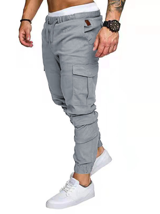  Men's Tactical Cargo Joggers Trousers Drawstring Casual Outdoor Going out Casual Daily Micro-elastic Breathable Solid Colored Mid Waist Black White Wine S M L