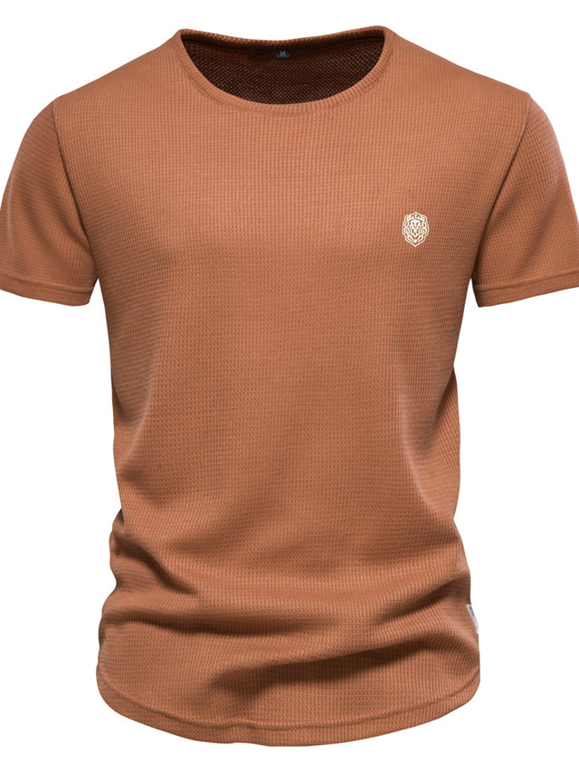  Herren Henley Shirt T-Shirt Glatt Henley Strasse Urlaub Kurze Ärmel Taste Bekleidung Modisch Designer Basic