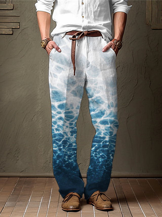  Bărbați Pantaloni Pantaloni de vară Pantaloni de plajă Cordon Talie elastică Imprimare 3D Bloc Culoare Imprimeu Grafic Confort Casual Zilnic Concediu Șic Stradă Hawaiană Roșu-aprins Albastru piscină