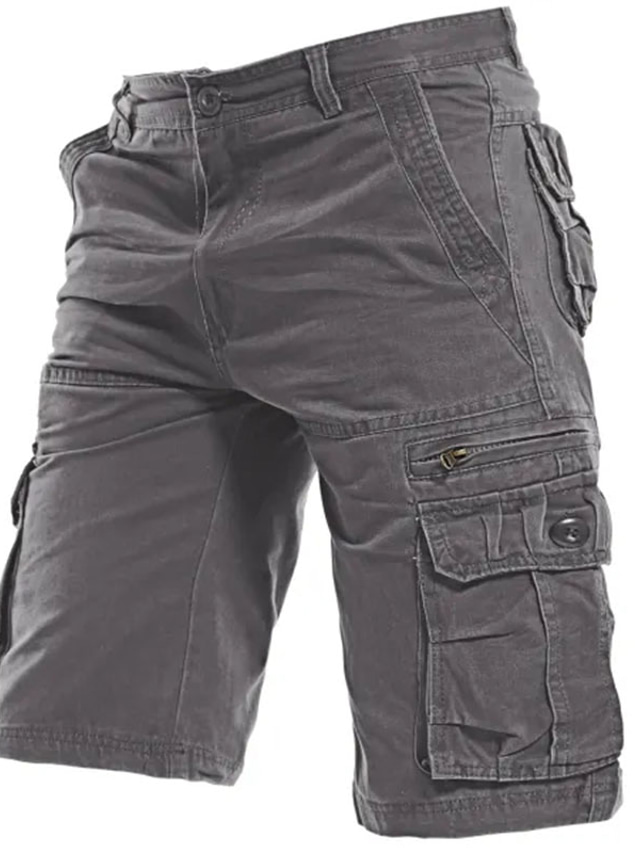  Herren Cargo Shorts Kurze Hosen Kurze Hose für Wanderer Tasche mit Reißverschluss Pattentasche Glatt Komfort Atmungsaktiv Outdoor Täglich Ausgehen 100% Baumwolle Modisch Brautkleider schlicht Schwarz