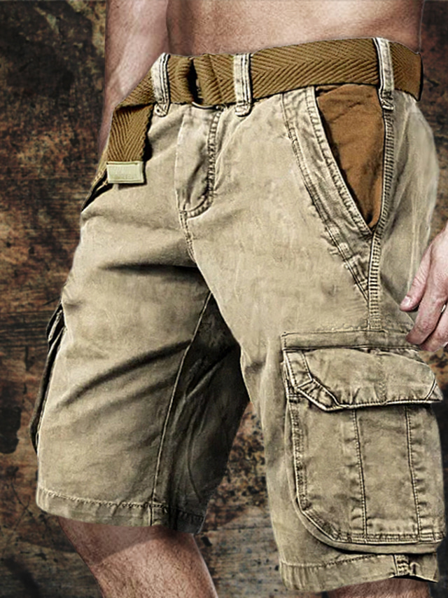  Herre Shorts med lommer Shorts Trekking-shorts Multi lomme Vanlig Påførelig Korte udendørs Daglig Designer Afslappet Sort militærgrøn