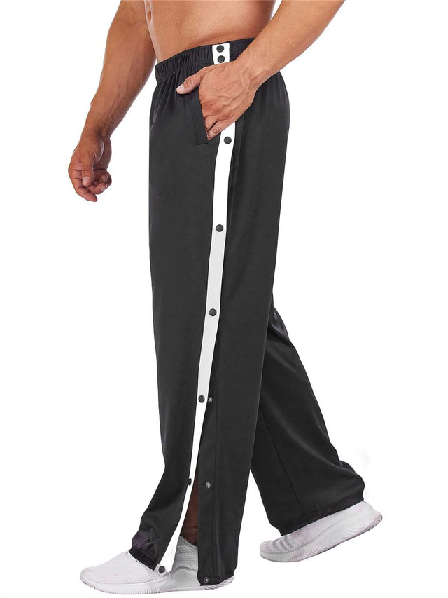 miesten revittävät koripallohousut korkea halkeama painonappi rennot leikkauksen jälkeiset lenkkeilyhousut taskuilla
