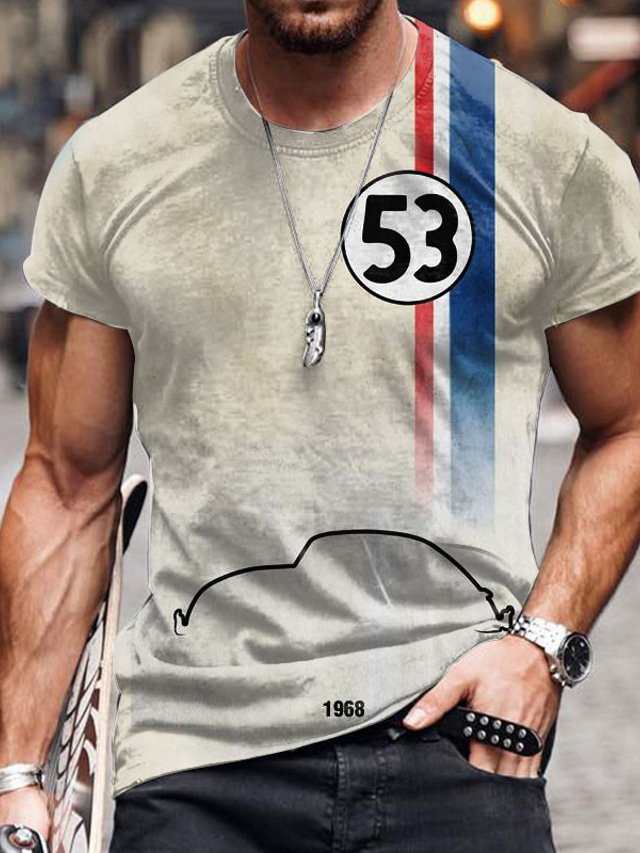  Homme T shirt Tee Graphic Automatique Col Ras du Cou Vêtement Tenue 3D effet Extérieur du quotidien Manche Courte Imprimer Mode Design Rétro Vintage