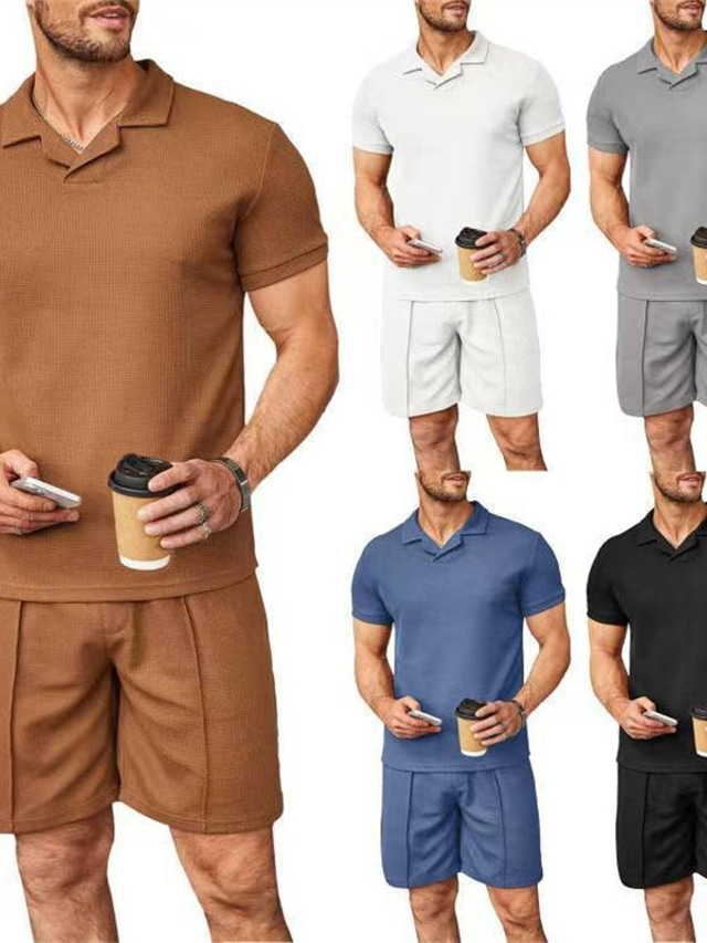 Herr Casual Outfit Set Polokrage Polyester och Bomull