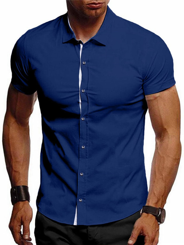  Męskie Koszula Zapinana na guziki koszula Codzienna koszula Letnia koszula Koszula plażowa Czarny Biały Jasnozielony Granatowy Niebieski Krótki rękaw Równina Klapa Codzienny Urlop Odzież Moda