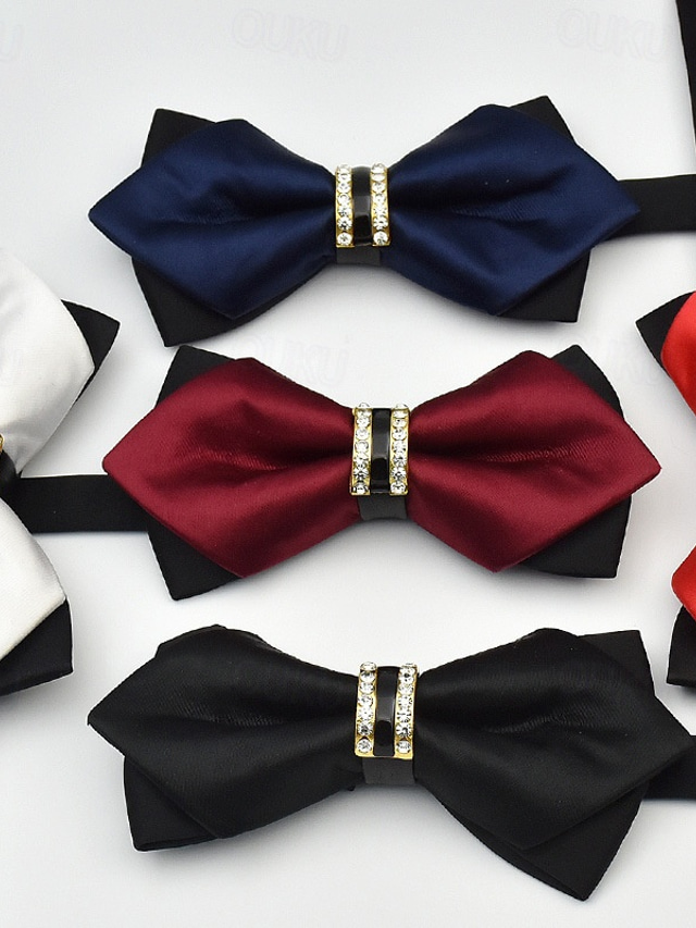 Ensemble Nœud Papillon Homme Pré-noué Bleu Marine + Pochette | Pour Mariage & Cérémonie | Taille Réglable