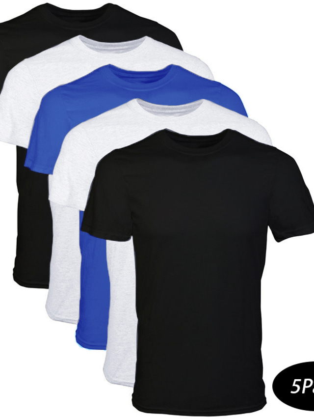  мужская 5 упаковок футболка футболка влагоотводящие рубашки майка однотонная с круглым вырезом уличный отдых с короткими рукавами одежда из 5 предметов одежды 5 шт. модельер базовый
