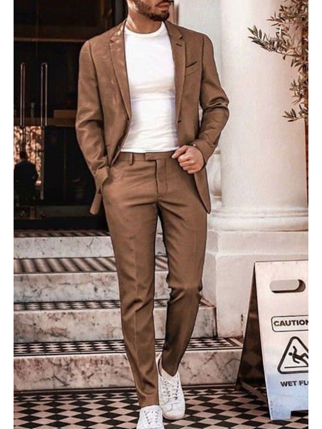 Men's Tailored Fit Single Breasted Two-buttons 2 Pieces Wedding Suits