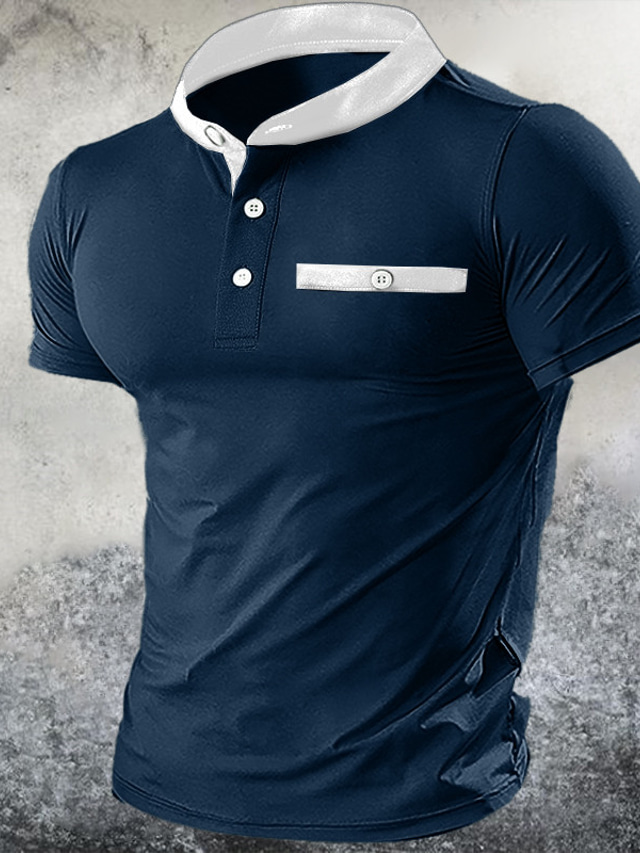  Men's Henley Shirt Tee Top Plain Henley Street Vacation Short Sleeves Front Pocket Clothing Apparel Fashion Designer Basic