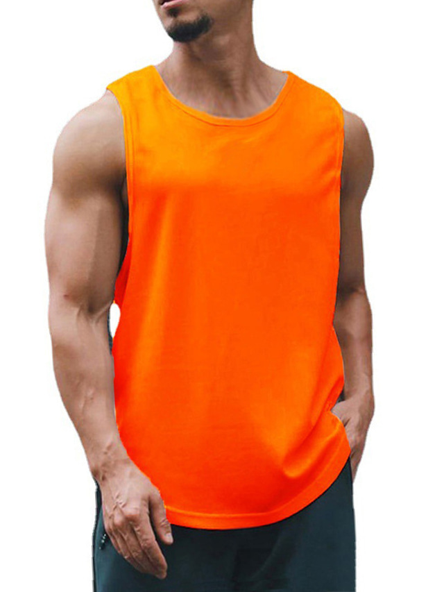  Men's Tank Top Vest Undershirt Solid Color Crew Neck Casual Daily Sleeveless Tops Lightweight Fashion Muscle Big and Tall Green White Black / Summer / Summer