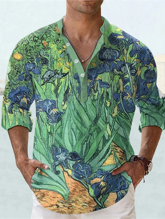 Chemise Homme Été Floral et Short de Lin Beige main image 0