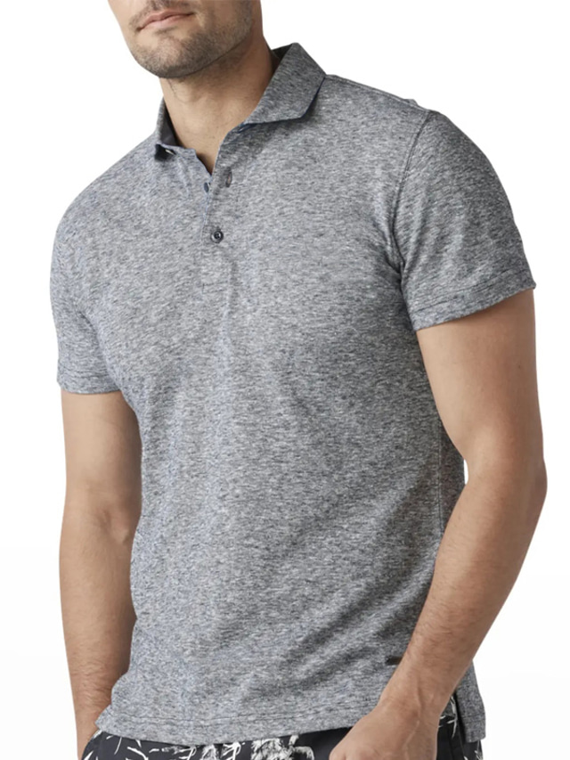  Men's Polo Shirt Golf Shirt Street Casual Lapel Short Sleeve Fashion Basic Solid Color Plain Button Pocket Summer Regular Fit Grey Polo Shirt