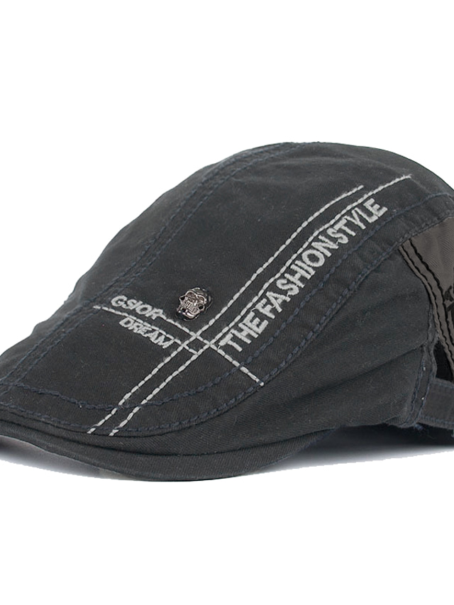 Chapeau Chauffeur Noir Vintage - Style Newsboy/gavroche - Taille Réglable 56-58 Cm - Pour Homme Et Femme - Coton Et Cuir PU