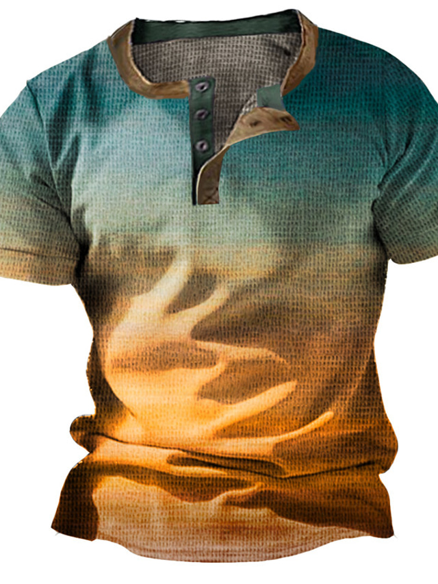  Voor heren Wafel Henley-shirt Verloop Henley Buiten Dagelijks Korte mouw nappi Kleding Modieus Ontwerper Basic