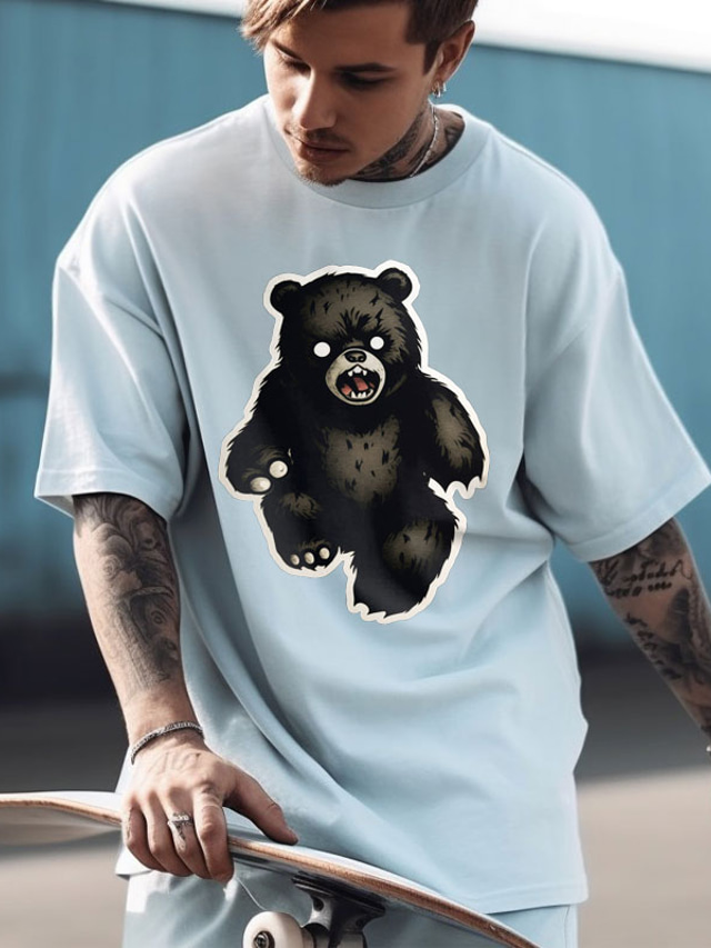  Men's T shirt Tee Graphic Tee Bear Graphic Prints Crew Neck Clothing Apparel Outdoor Street Short Sleeve Print Fashion Designer Casual