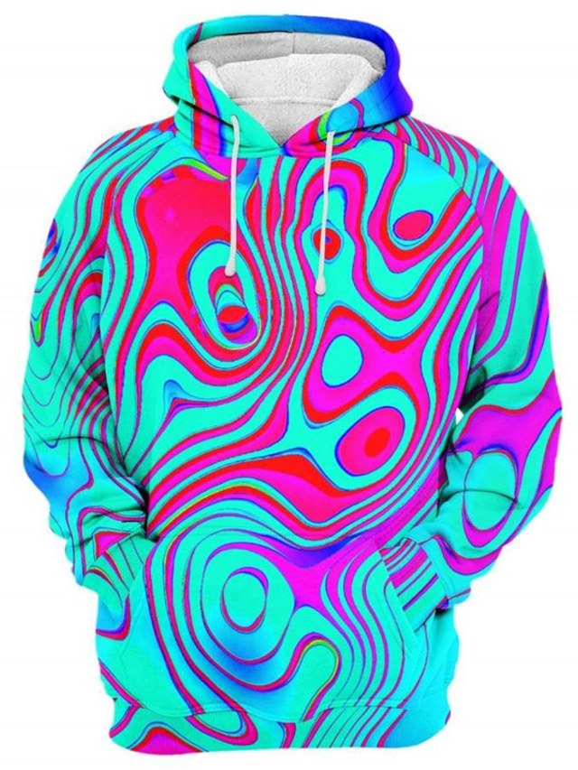  Men's Pullover Hoodie Sweatshirt Blue Hooded Optical Illusion Graphic Prints Print Daily Sports 3D Print Streetwear Designer Basic Spring &  Fall Clothing Apparel Hoodies Sweatshirts  Long Sleeve