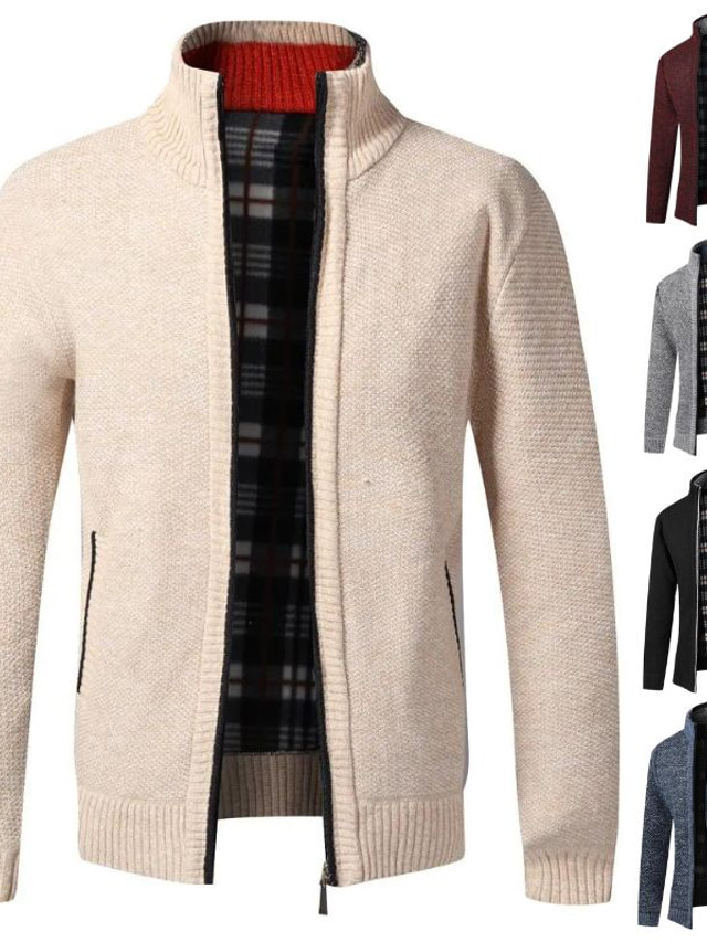 Men's Sweater Zipper Cardigan Slim Jacket Coat