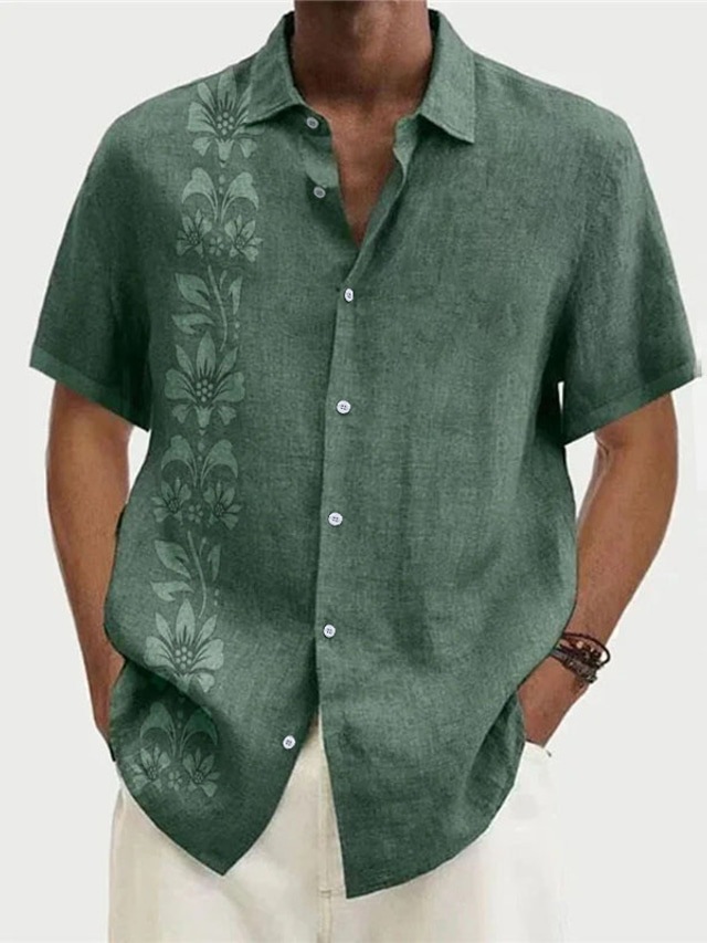  Homens Camisa Social camisa de verão Camisa havaiana Camisa Gráfica Camiseta Aloha Floral Aberto para a Lateral cáqui + cáqui Preto Azul Real Azul Roxo Impressão 3D Ao ar livre Rua Manga Curta
