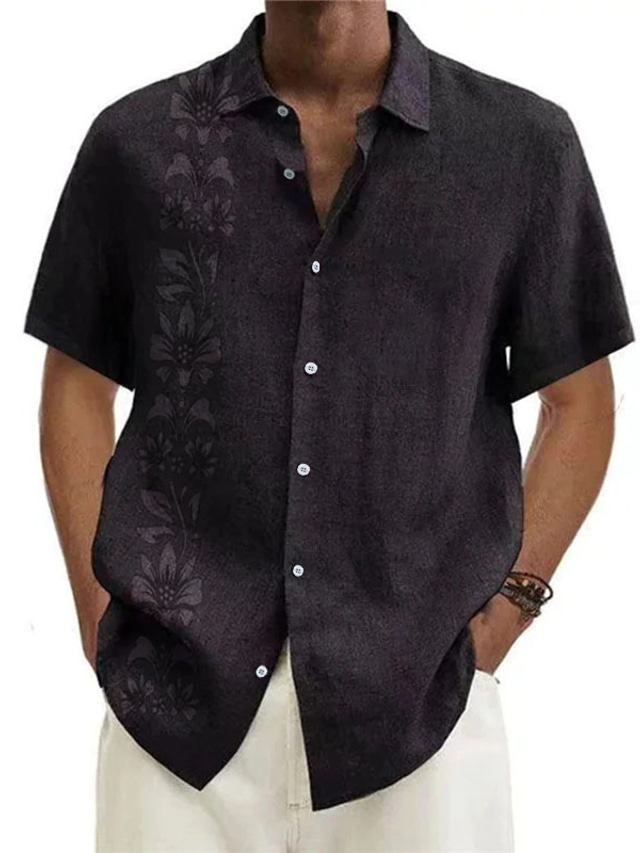  Men's Shirt Summer Shirt Summer Hawaiian Shirt Graphic Shirt Aloha Shirt Floral Turndown Khaki+Khaki Black Royal Blue Blue Purple 3D Print Outdoor Street Short Sleeve 3D Print Button-Down Clothing