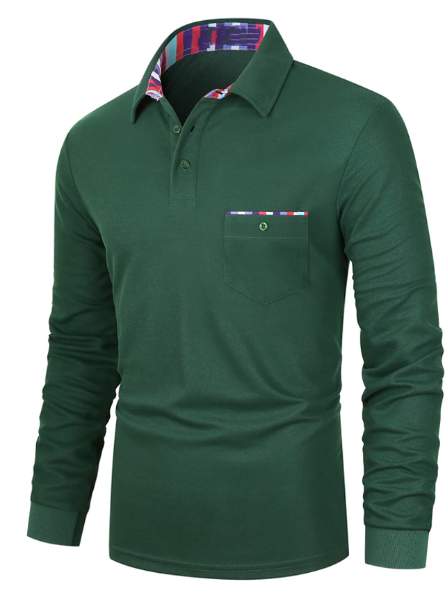  Homens Camiseta Polo Camisa de golfe Casual Feriado Clássico Manga Longa Moda Básico Tecido Secagem Rápida Verão Normal Vermelho fogo Preto Verde Tropa Azul Marinho Escuro Cinzento Camiseta Polo