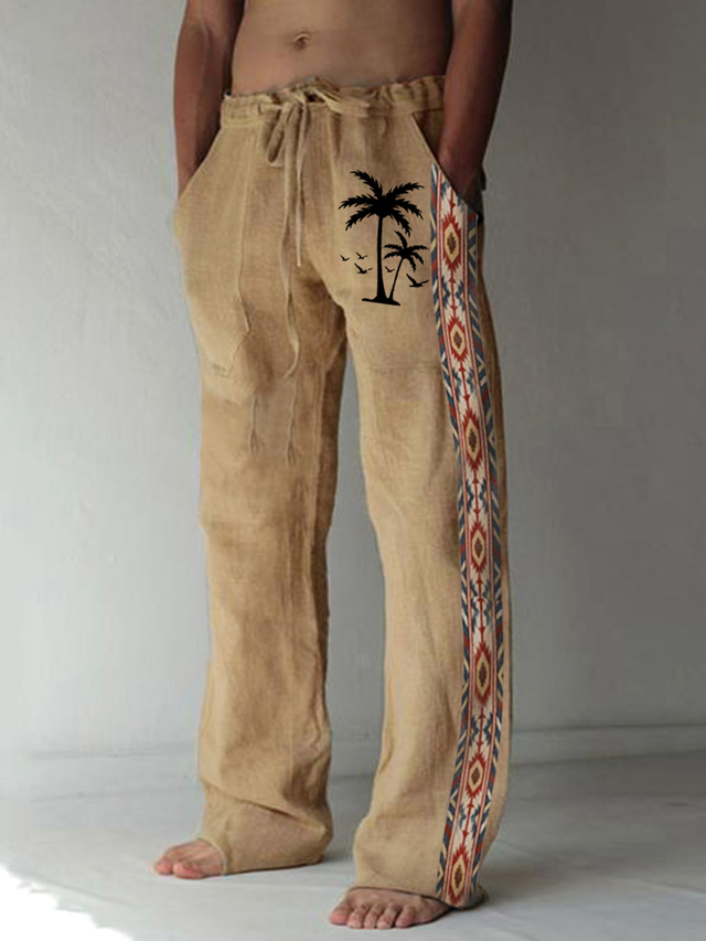  Hombre Pantalones Pantalones de verano Pantalones de playa Correa Cintura elástica Impresión 3D Diseño Geométrico Estampados Comodidad Casual Diario Festivos Vintage Estilo Étnico Negro Azul Piscina