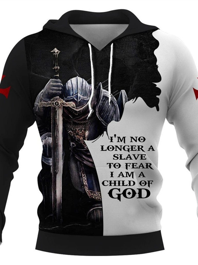  Knights Templar Mens Graphic Hoodie Pullover Sweatshirt Black White Red Hooded Prints Daily Sports 3D Streetwear Designer Basic Spring & Polyester Summer
