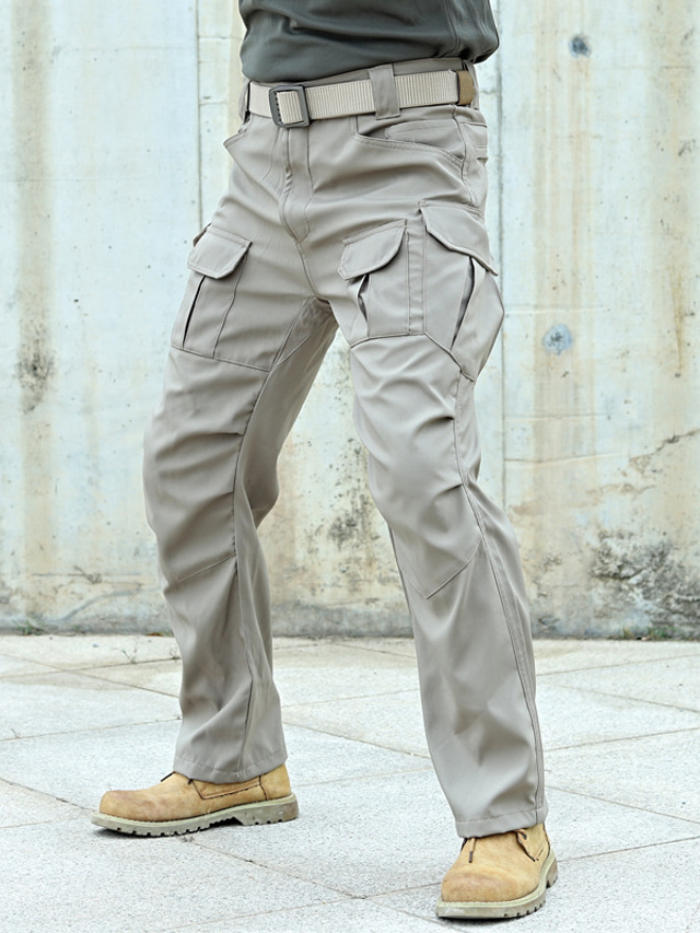  Herre Cargo-bukser Cargo bukser Taktiske bukser Knap Multi lomme Vanlig Påførelig Afslappet Daglig Ferie Sport Mode Sort Kakifarvet