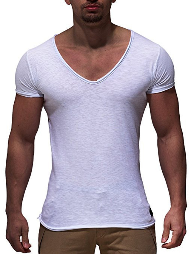  Men's T shirt Tee Tee Plain Round Neck Fitness Gym Short Sleeve Clothing Apparel Streetwear Sportswear Work Basic