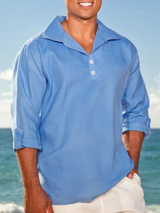 Herren Leinenhemd Ärmellos – Sommer Tank Top, Henley-Style, Atmungsaktiv, Für Strand & Freizeit