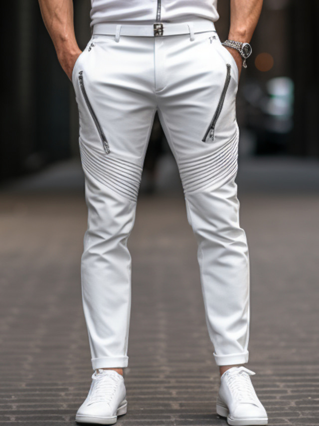  Homme Pantalon Chino Pantalon chino Poche Plein Confort Respirable Extérieur du quotidien Sortie Mélange de Coton Mode Décontractées Noir Blanche