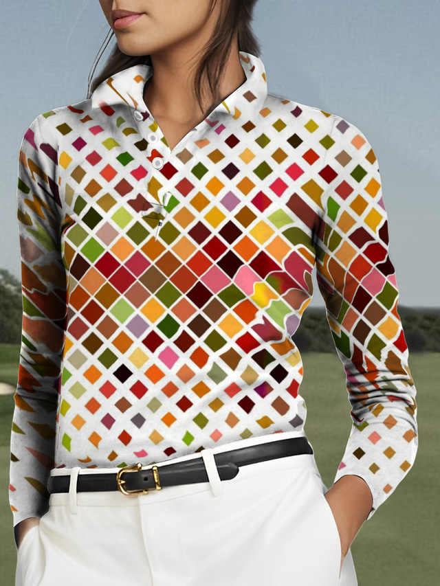  Acegolfs Női POLO trikó Fekete Fehér + Fekete Fehér Hosszú ujj Napvédő Felsők Ősz Tél Női golffelszerelések ruhák ruhák, ruházat