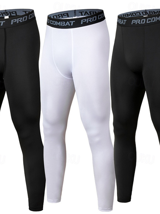  Men's Long Johns Thermal Underwear Thermal Pants Pure Color Tights / Leggings Daily Gyms Polyester Thermal Comfort Pant Elastic Waist Winter Fall Black