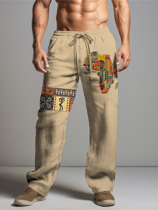  Men's Vintage Tribal Bandana Print Pants Trousers 3D Print Medium Waist Outdoor Daily Wear Streetwear Fall & Winter Regular Fit Micro-elastic