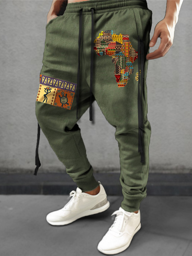  Etno Bandana Print Vinobraní Na běžné nošení Pánské 3D tisk Tepláky Běžci Kalhoty Venkovní ulice Běžné / Denní Polyester Černá Námořnická modř Zelená S M L Středně vysoký pas Pružnost Kalhoty