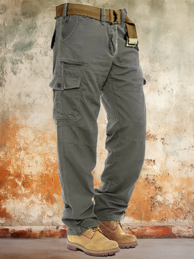  Hombre Pantalones cargo pantalones de trabajo Bolsillo Plano Comodidad Transpirable Exterior Diario Noche 100% Algodón Moda Casual Ejército amarillo Negro