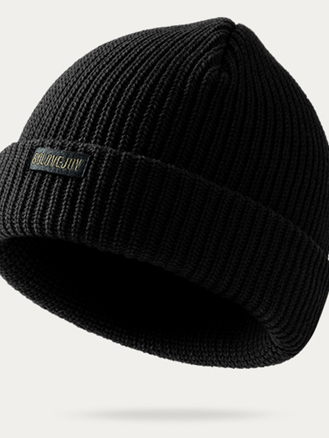 Bonnet Tricoté Fin Noir - Court, Style Pêcheur | Taille Unique Homme, Isolation Hiver, Neuf Avec étiquettes